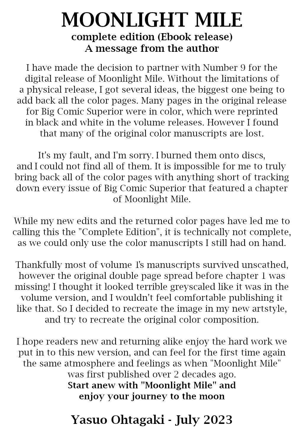 Read Moonlight Mile Manga Online